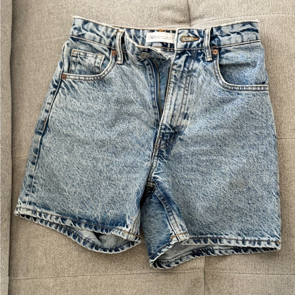 Zara Blue Jean Shorts High-Waisted Vintage Style